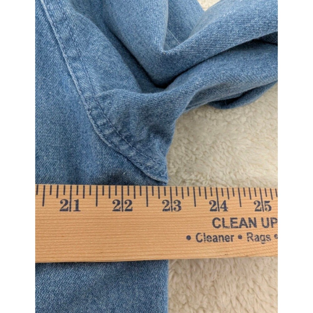 LL Bean Long Denim L Chore Coat Navajo Inspired Wool Blanket Lined Retro 80s - Picture 12 of 12